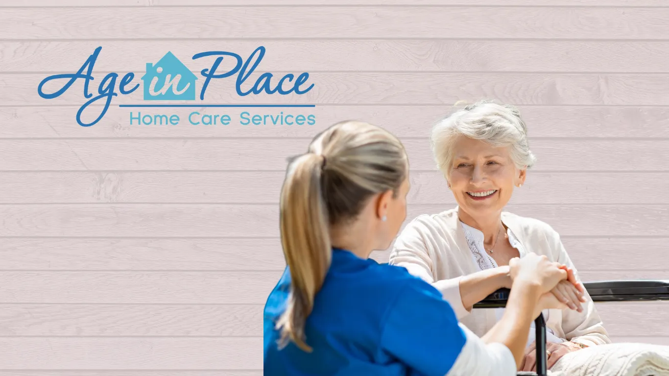 Care giver bringing joy and comfort to a woman in a wheel chair