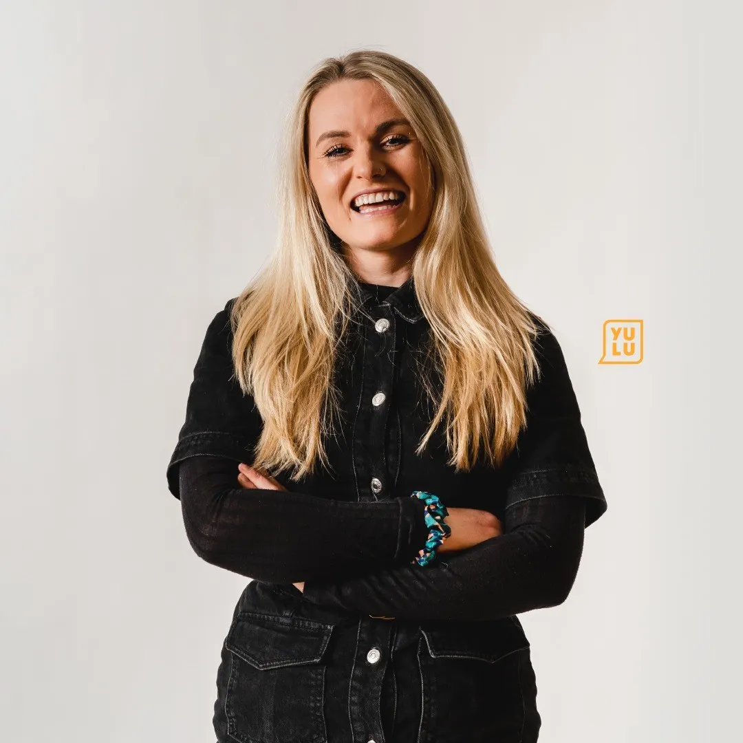 Student testimonials praising Devin Bisanz's public speaking program with circular headshots