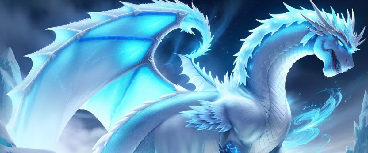 ice dragon looking right at night