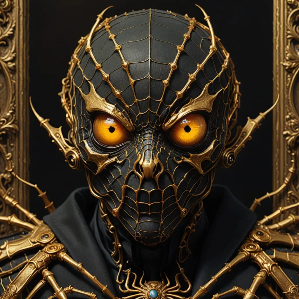 Gold and Black Spider Hybrid Male Hero/Villian