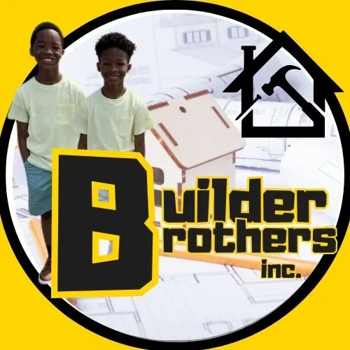 Jayvon and Kaeden with their custom-built functional shelves for Builder Brothers Inc