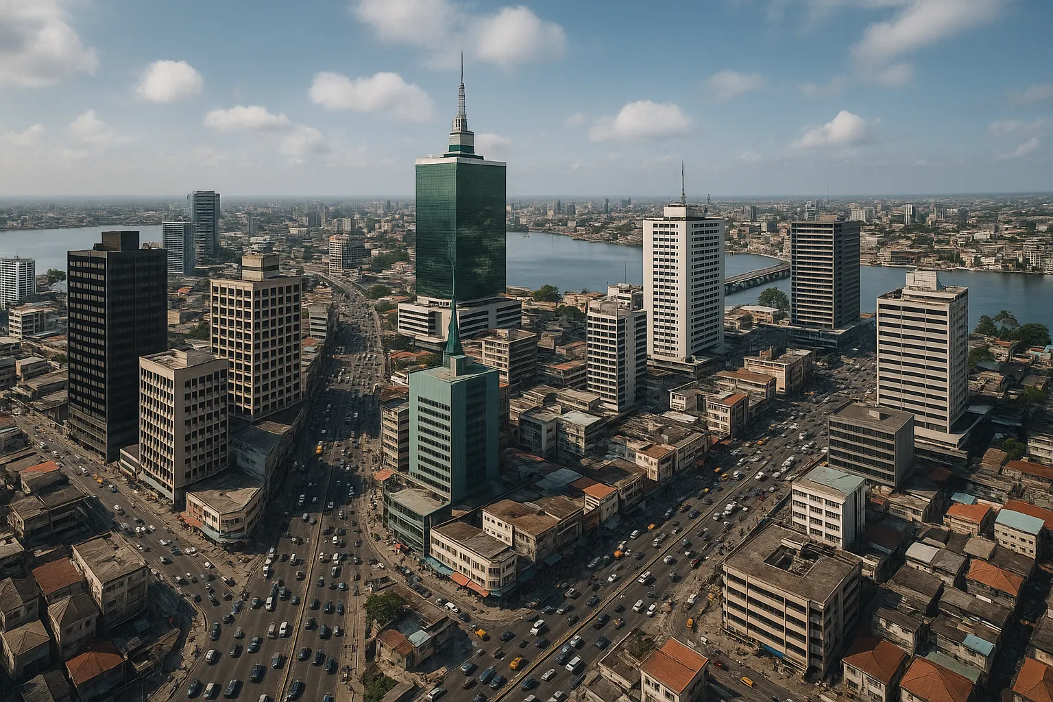 Lagos skyline aerial