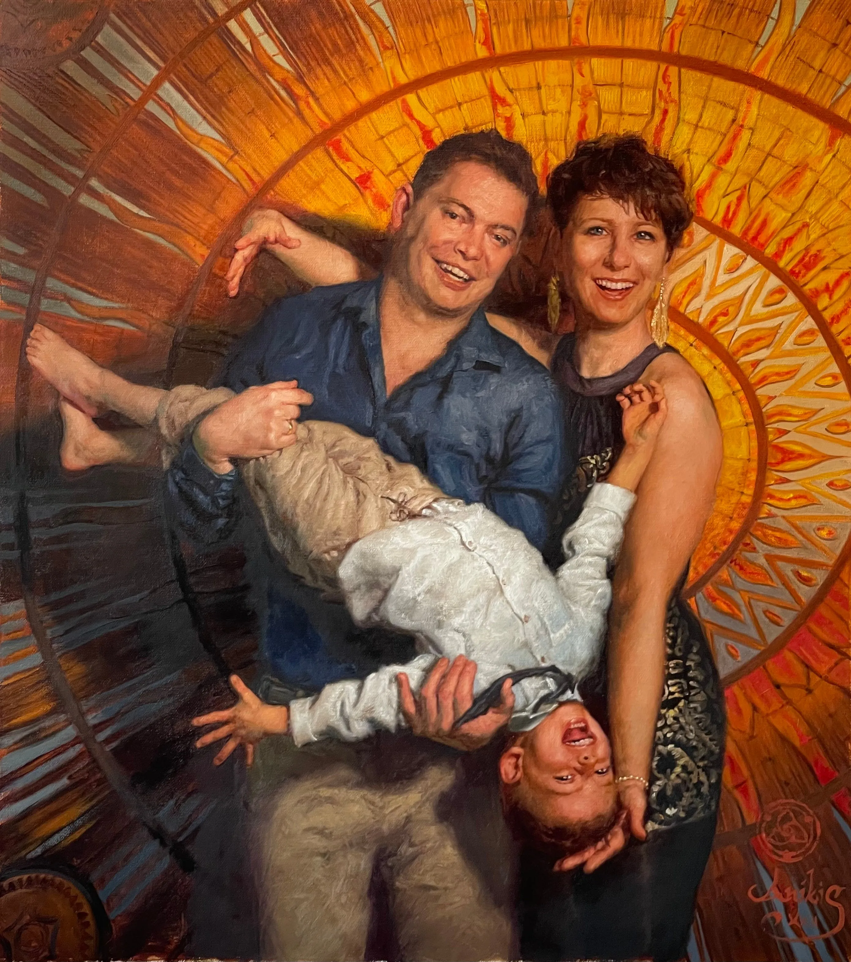 Družinski portret, slikarsko naročilo, slika olje na platnu, Nik Anikis