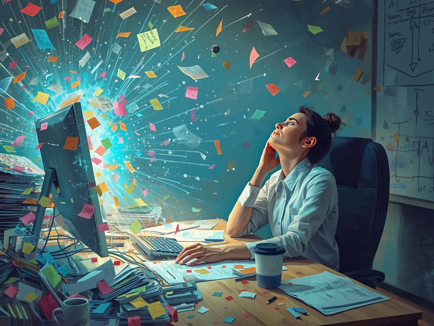 A business owner using a personal AI assistant to delegate tasks, clear their workload, and focus on business growth.