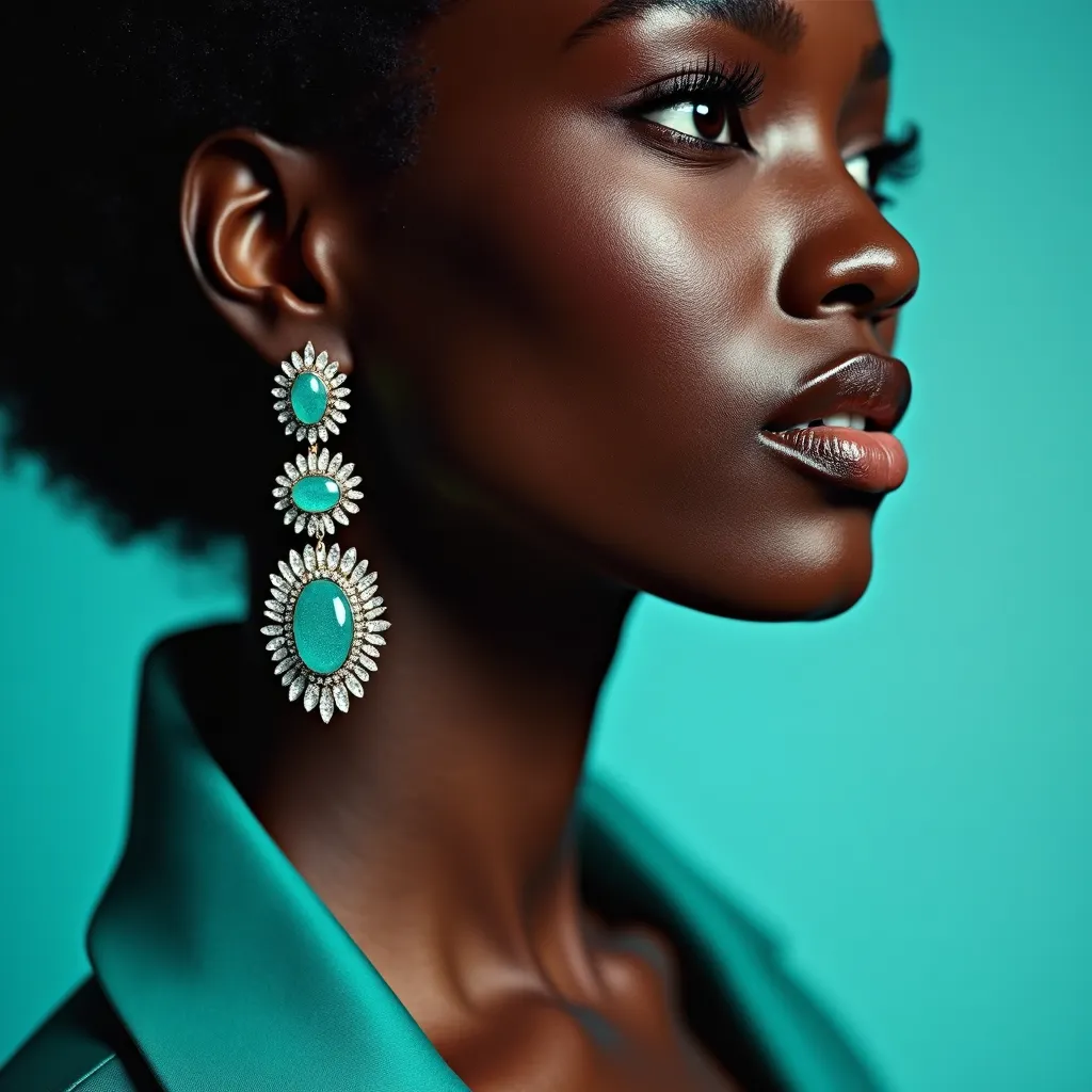 Beautiful Black woman modeling earrings