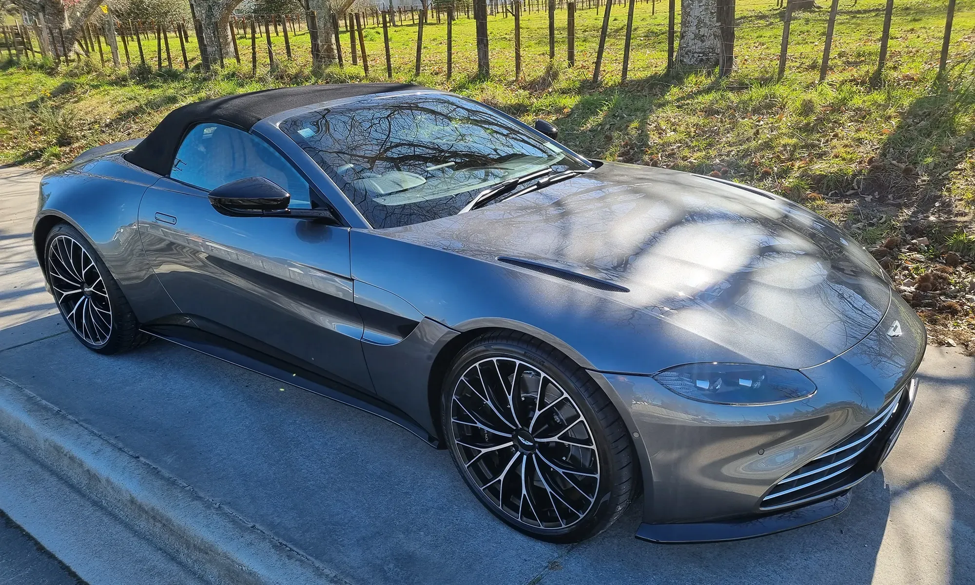 silver aston martin