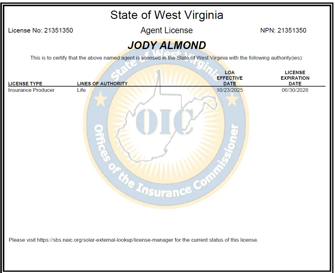 West Virginia Life Insurance License