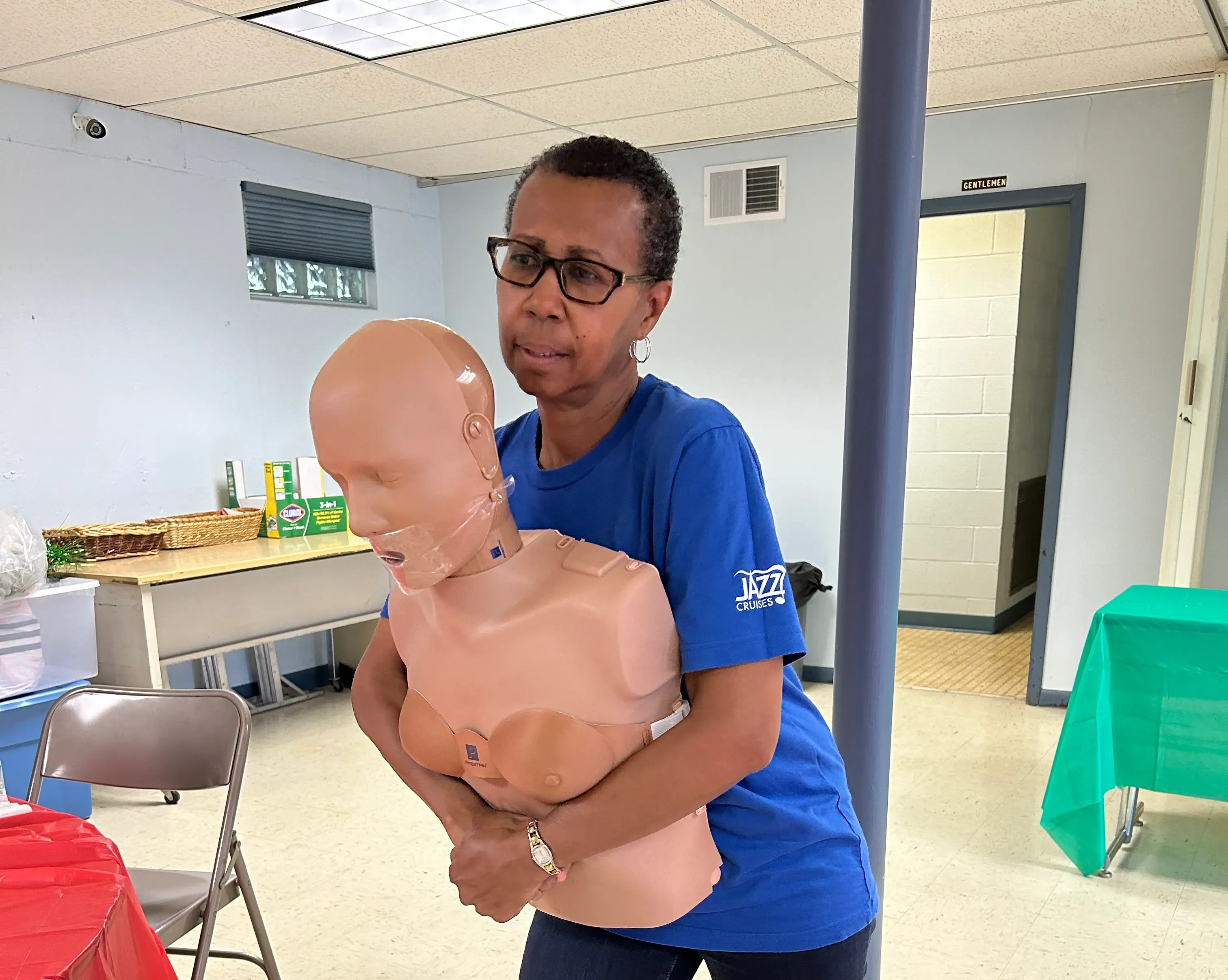 CPR Student Doing Choking Relief on Manikin