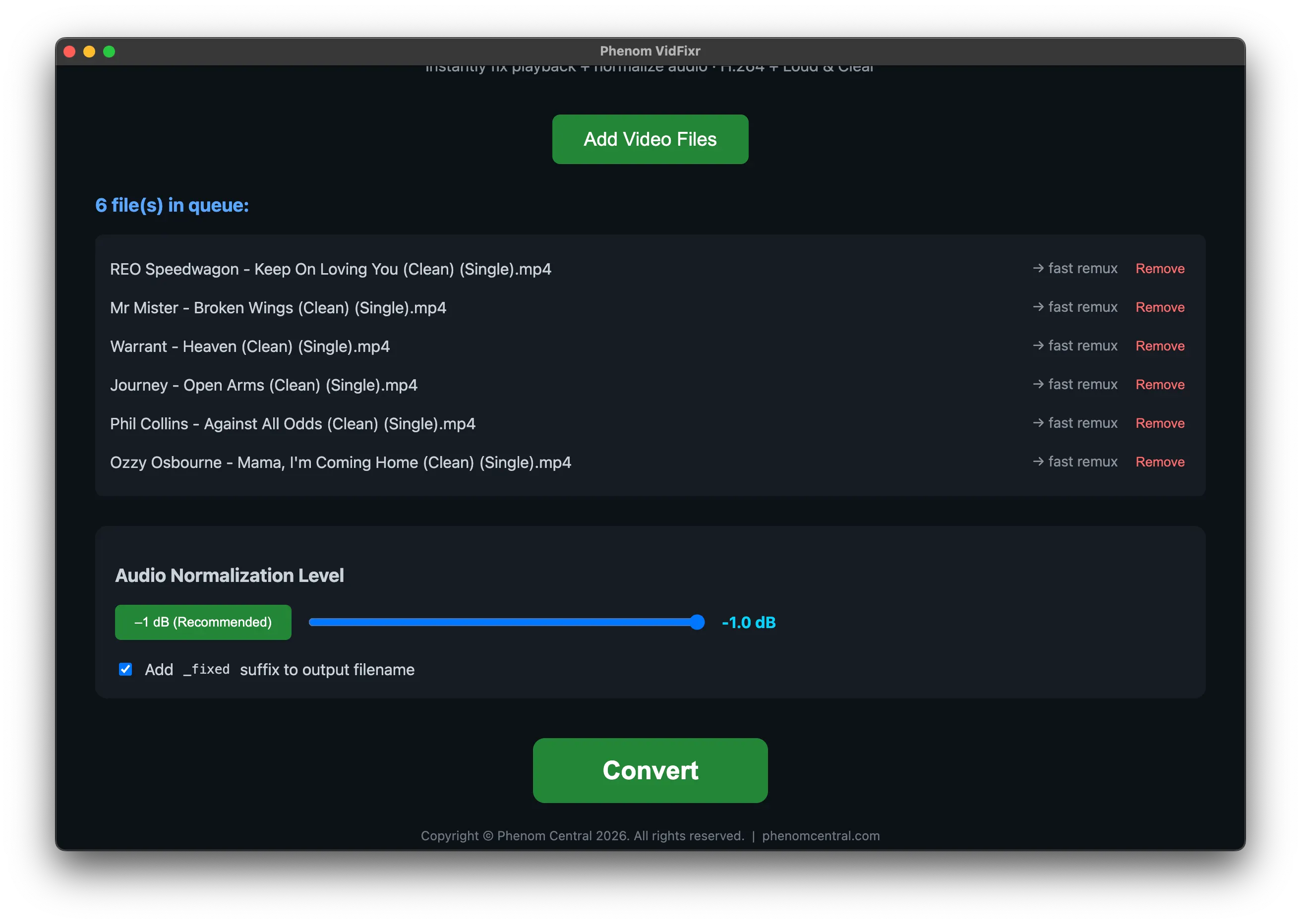 phenom vidfixr - nothing to install - one click convert