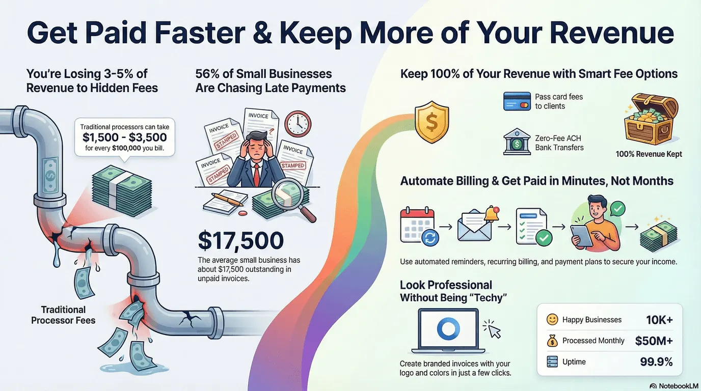 Infographis showing how you can keep 100% of revenue using invoicer.gg
