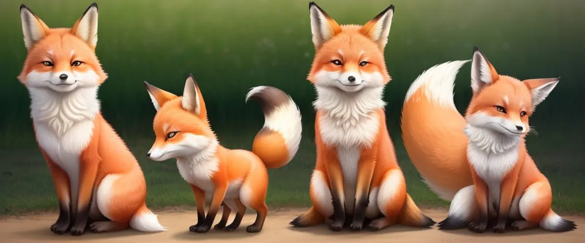 four cute foxes