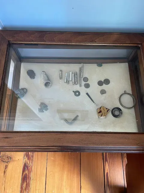 objects excavated at the archaeology site on the property of the 1710 Tavern in Essex County Virginia