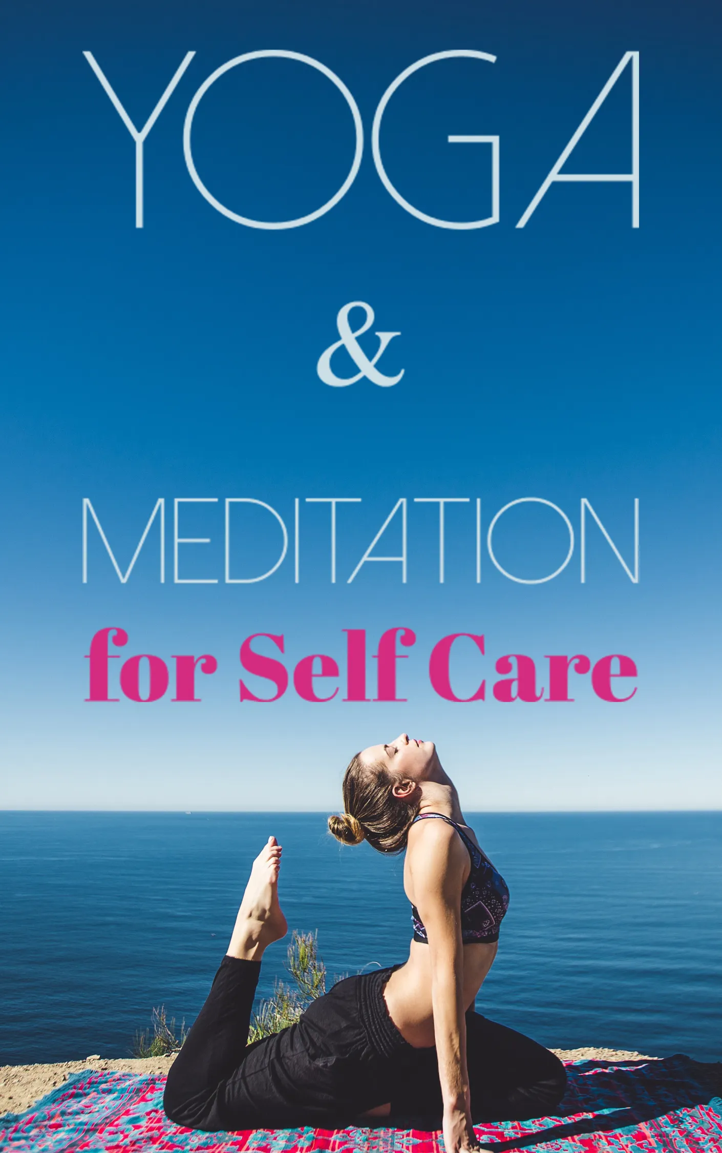 A woman on a yoga pose. Yoga meditation for self-care. 