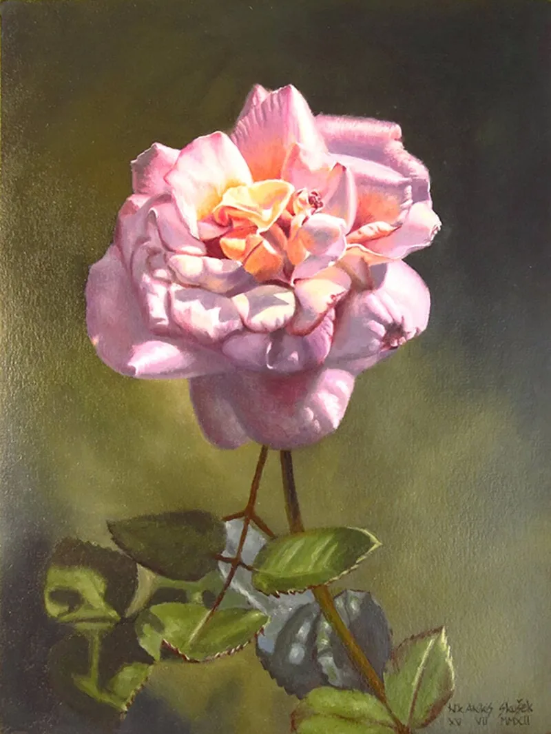 Flamska vrtnica, slikarsko delo olje na platno Nik Anikis