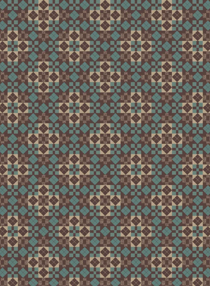 cheater quilt in deep teal and brown