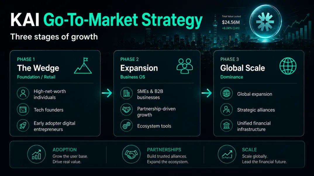 KAI go to market strategy three stages of growth for unified banking crypto project