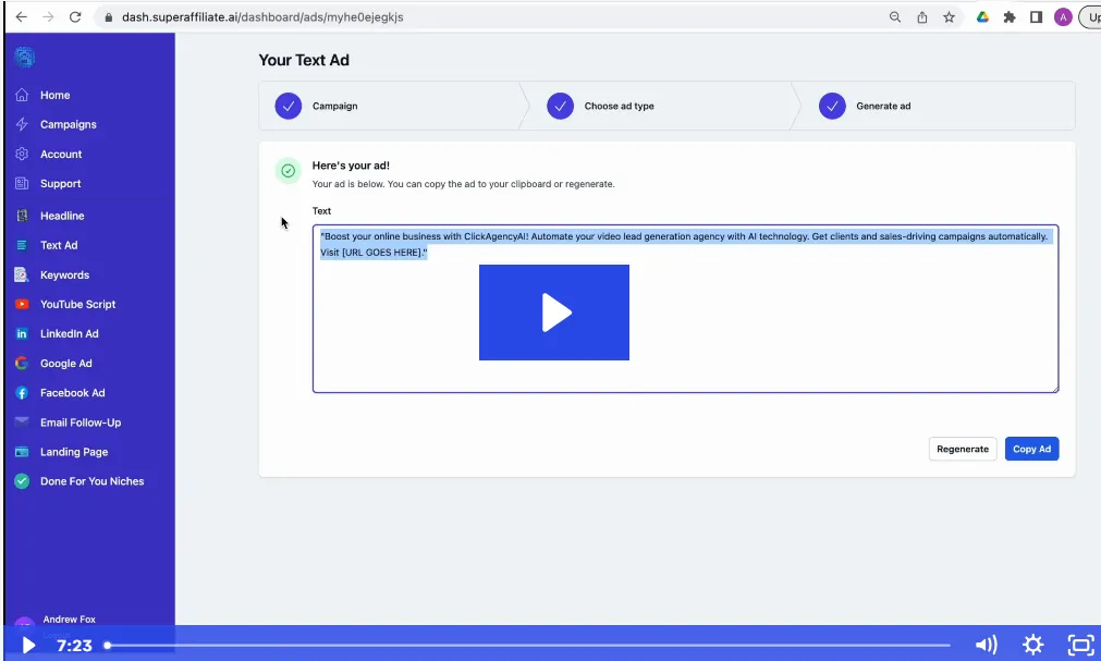Super Affiliate Ai Demo