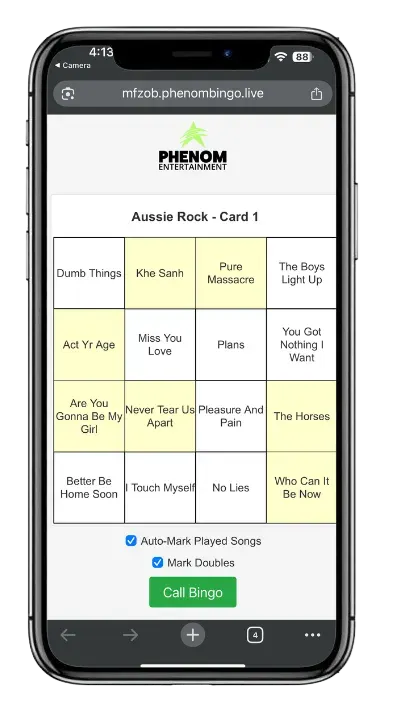  digital music bingo game - auto mark doubles