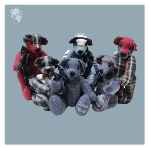 family-of-six-memory-bears-all-twelve-inches-made-using-multiple-shirts-from-their-dads-closet.