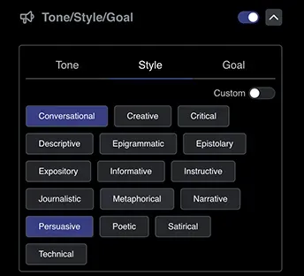 Image of Your AI Dream Team Tone Style and Goal Features