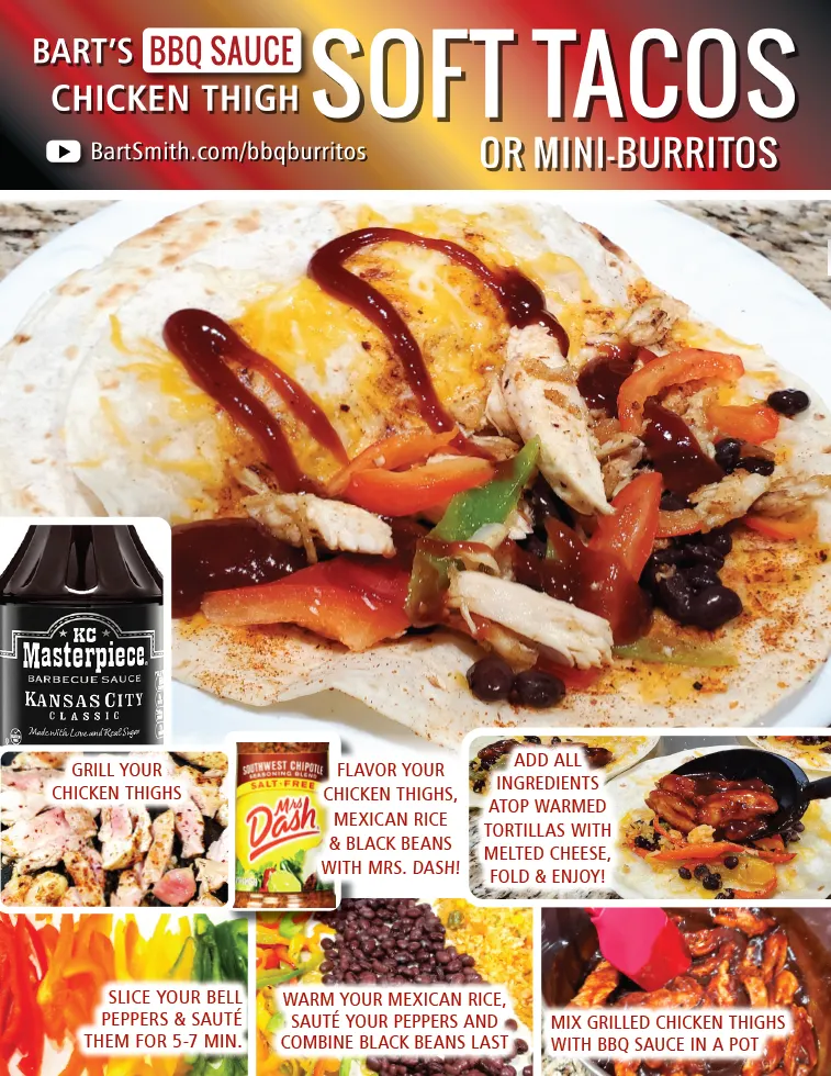 Bart Smith's Grilled Chicken Soft Tacos / Mini-Burritos With BBQ Sauce) Recipe Press Release