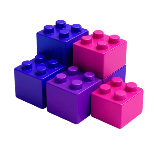 <alt=“3D illustration of colorful building blocks symbolizing digital marketing structure and business growth by maxCEOS Digital.”>