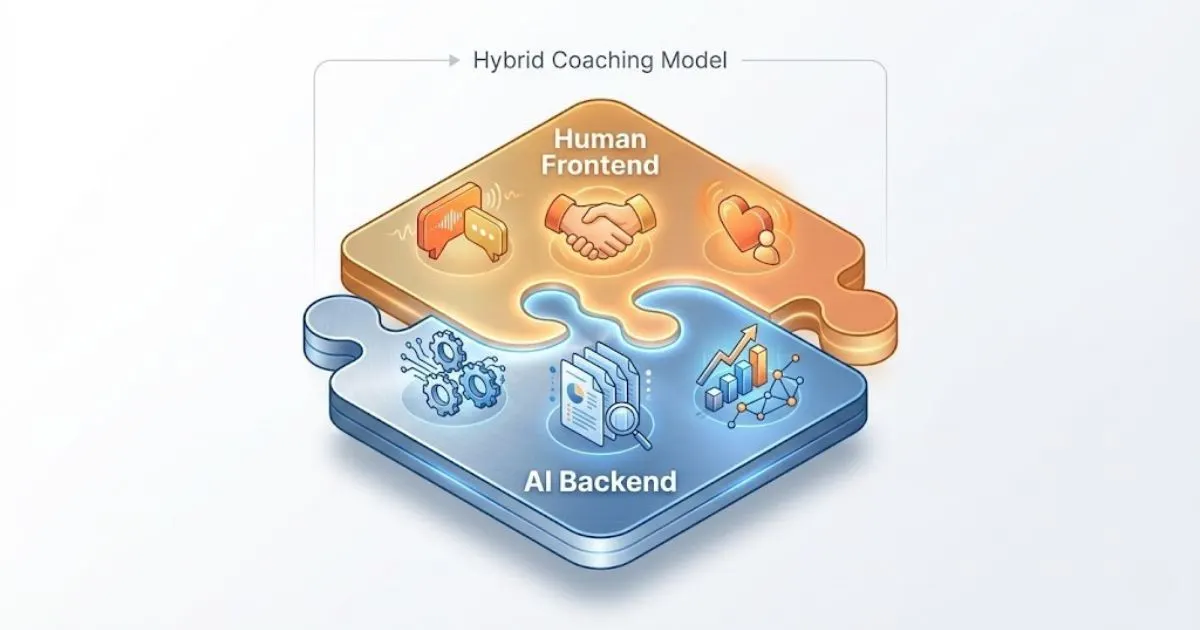 Diagram showing the balance between AI automation and human coaching.
