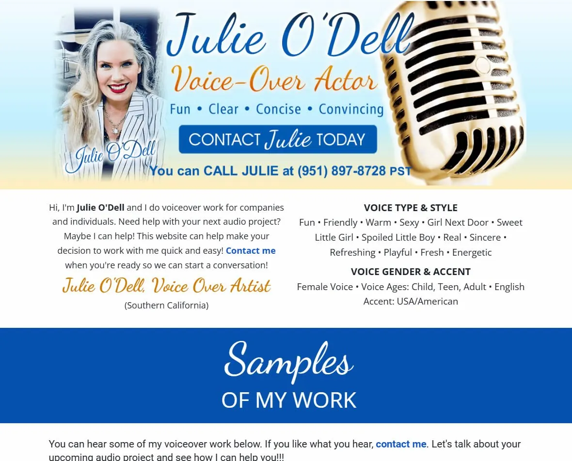 Julie O'Dell, Voice Over Artist