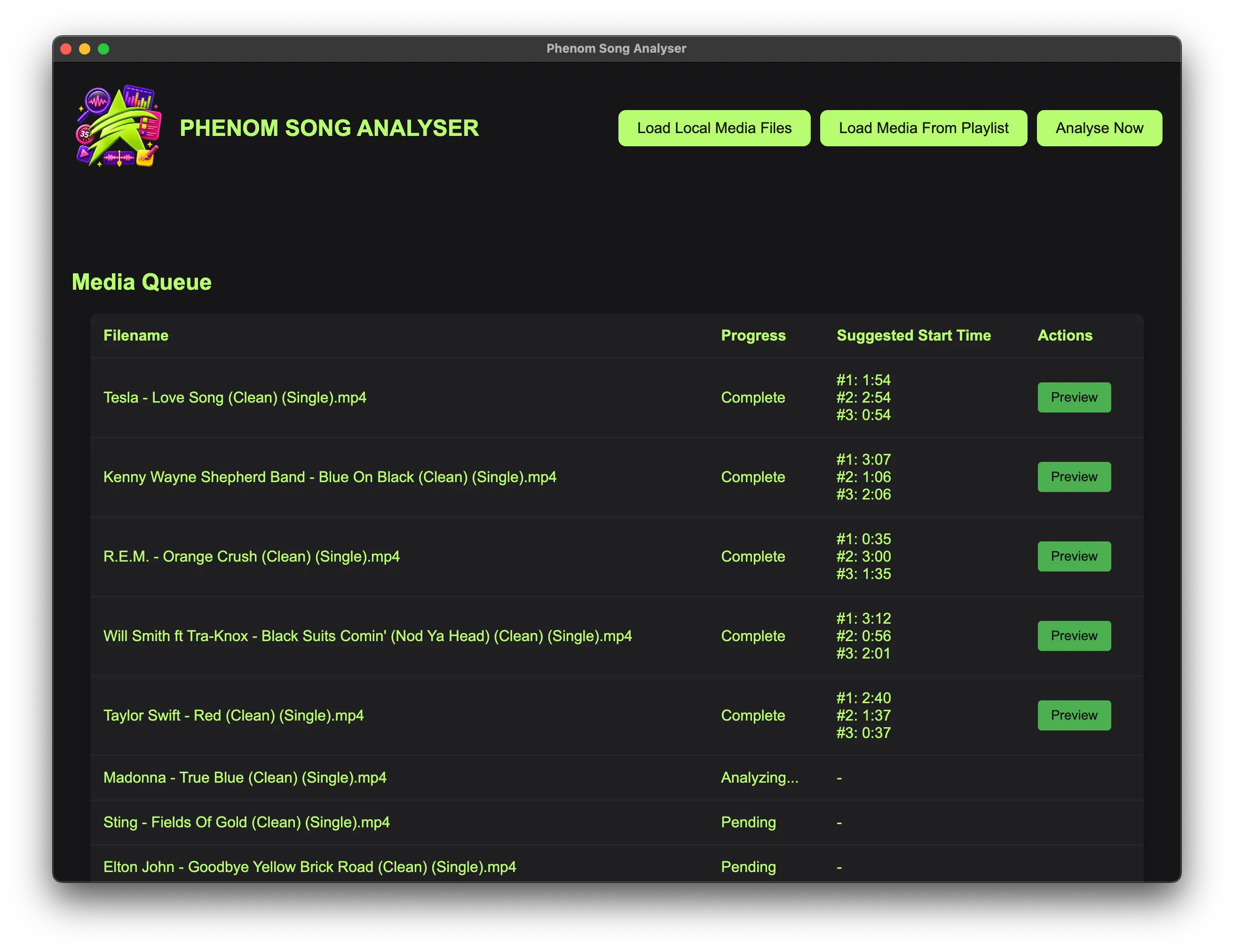phenom song analyser