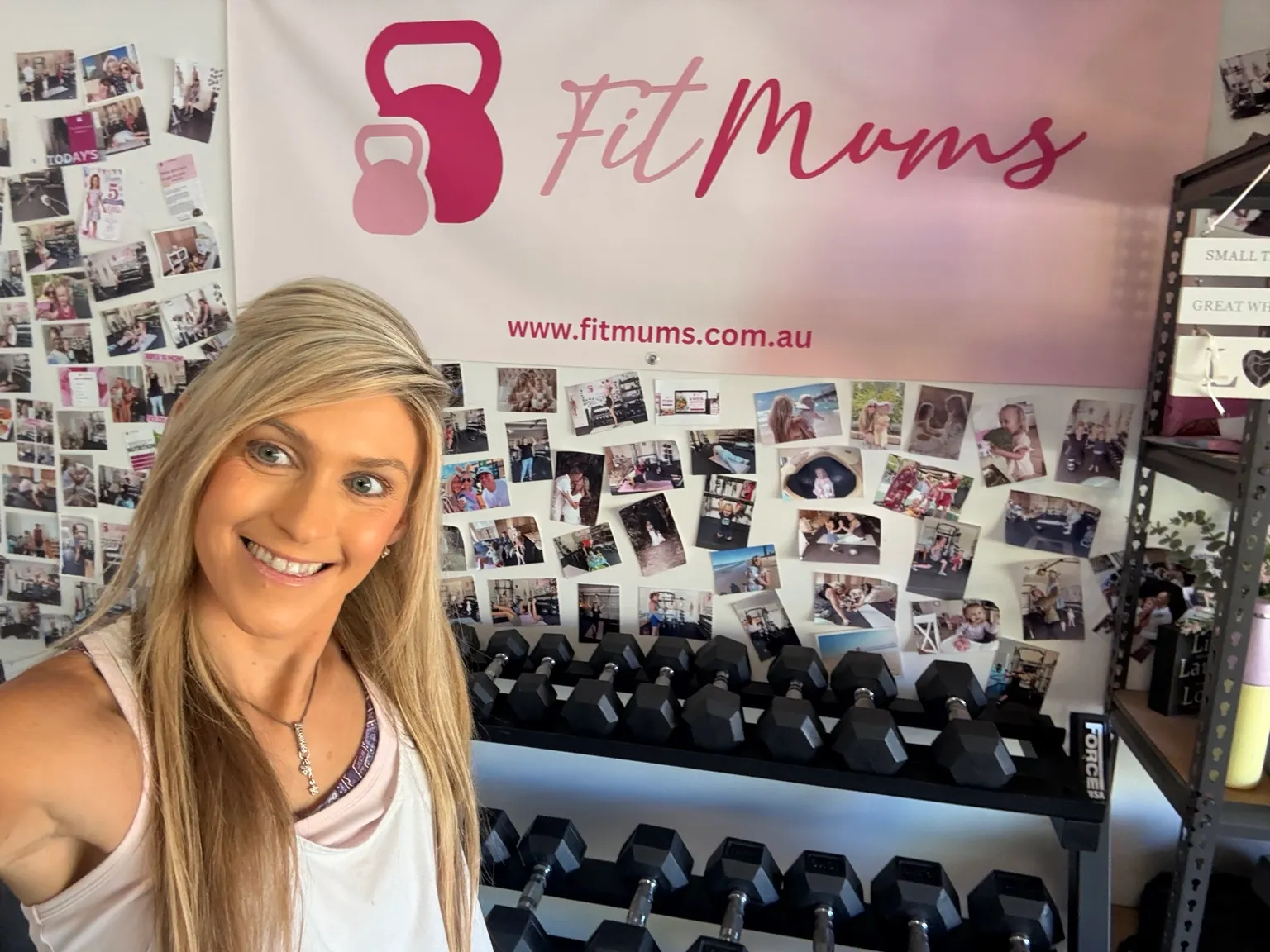 Zoe smiling in her Fit Mums studio