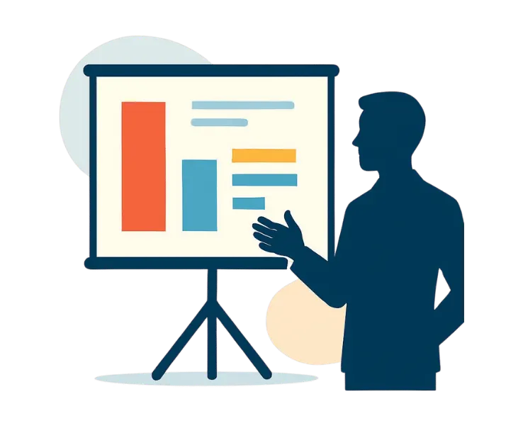 presentation screen with speaker silhouette