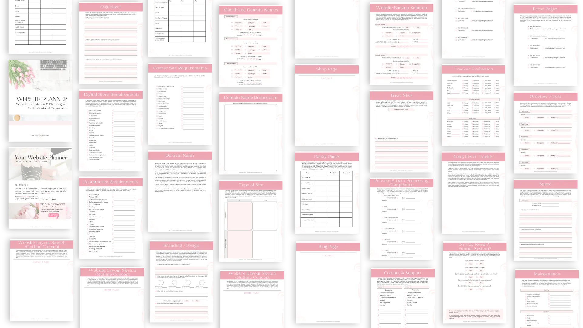 33  page workbook for website planner