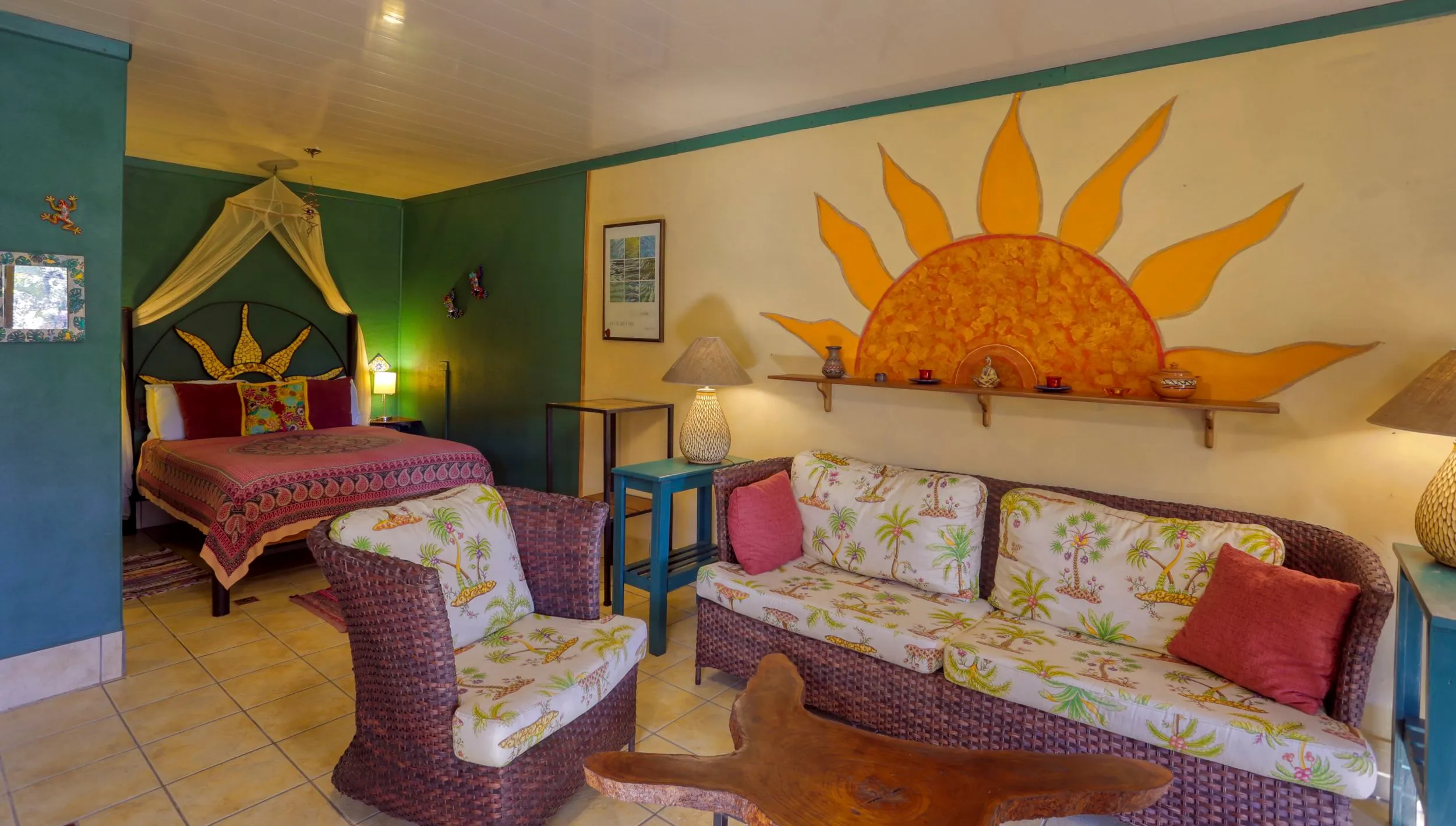 Sun Suite Lving Room and Queen Bed