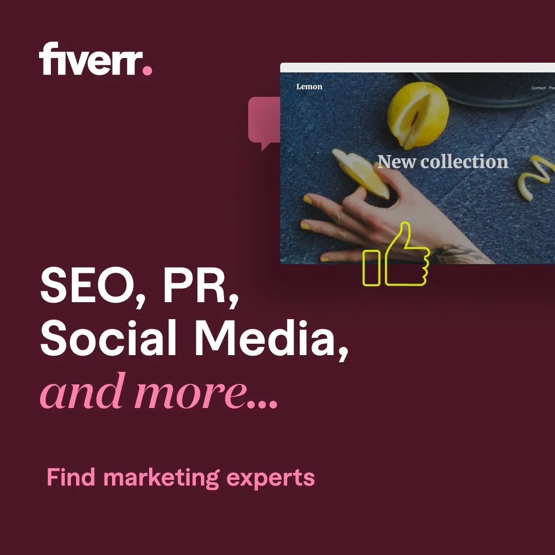 Fiverr web page marketing text