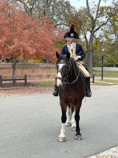 Mark Schneider portraying the Marquis de Lafayette in Colonial Williamsburg