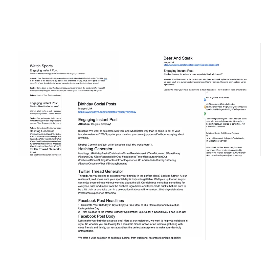 Social media post templates