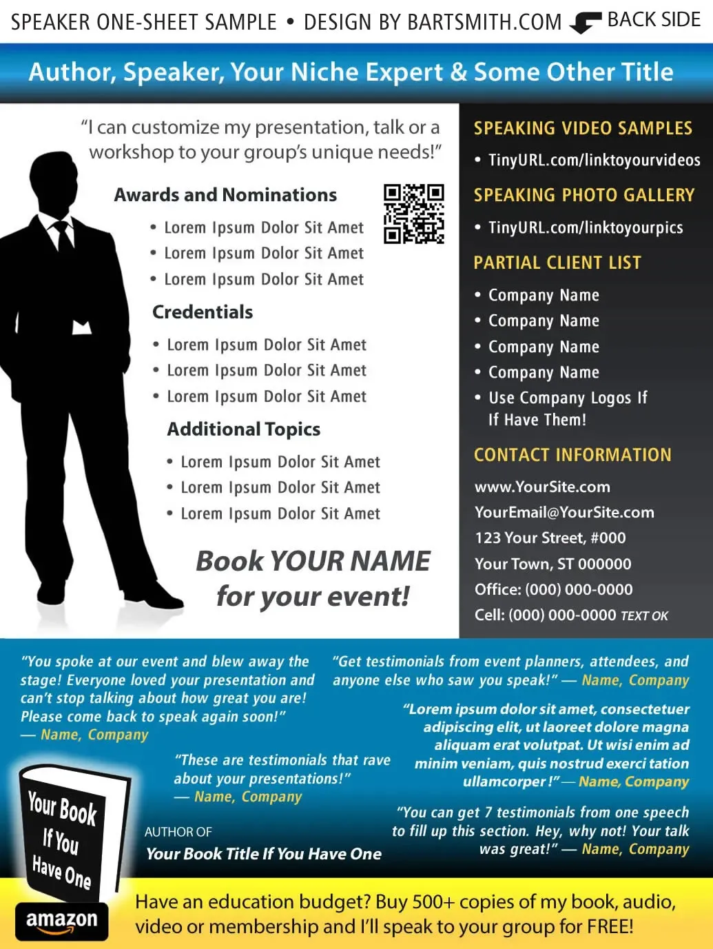 Speaker One Sheet Sample (FRONT Side)