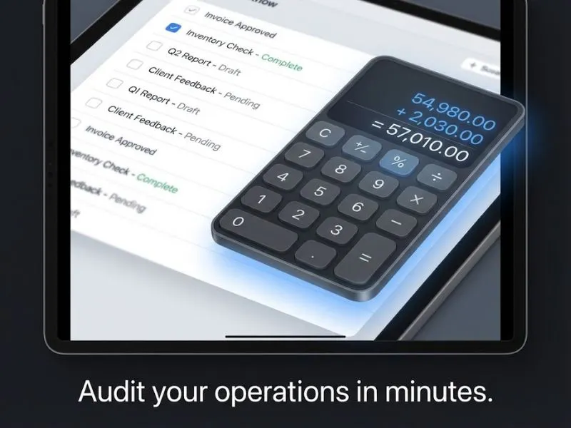 Digital ROI calculator tool for auditing business workflows.