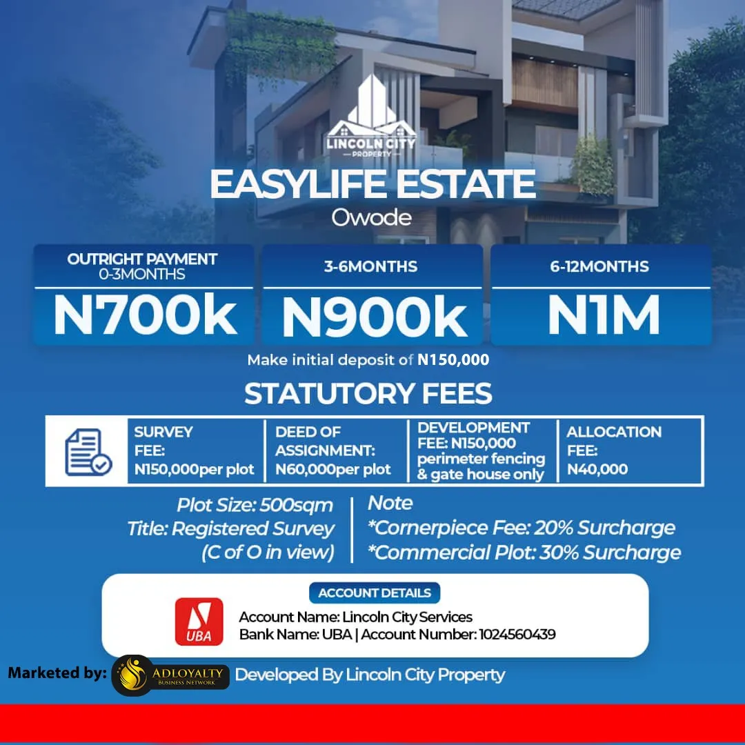 EASYLIFE ESTATE, OWODE-OFADA, OGUN STATE