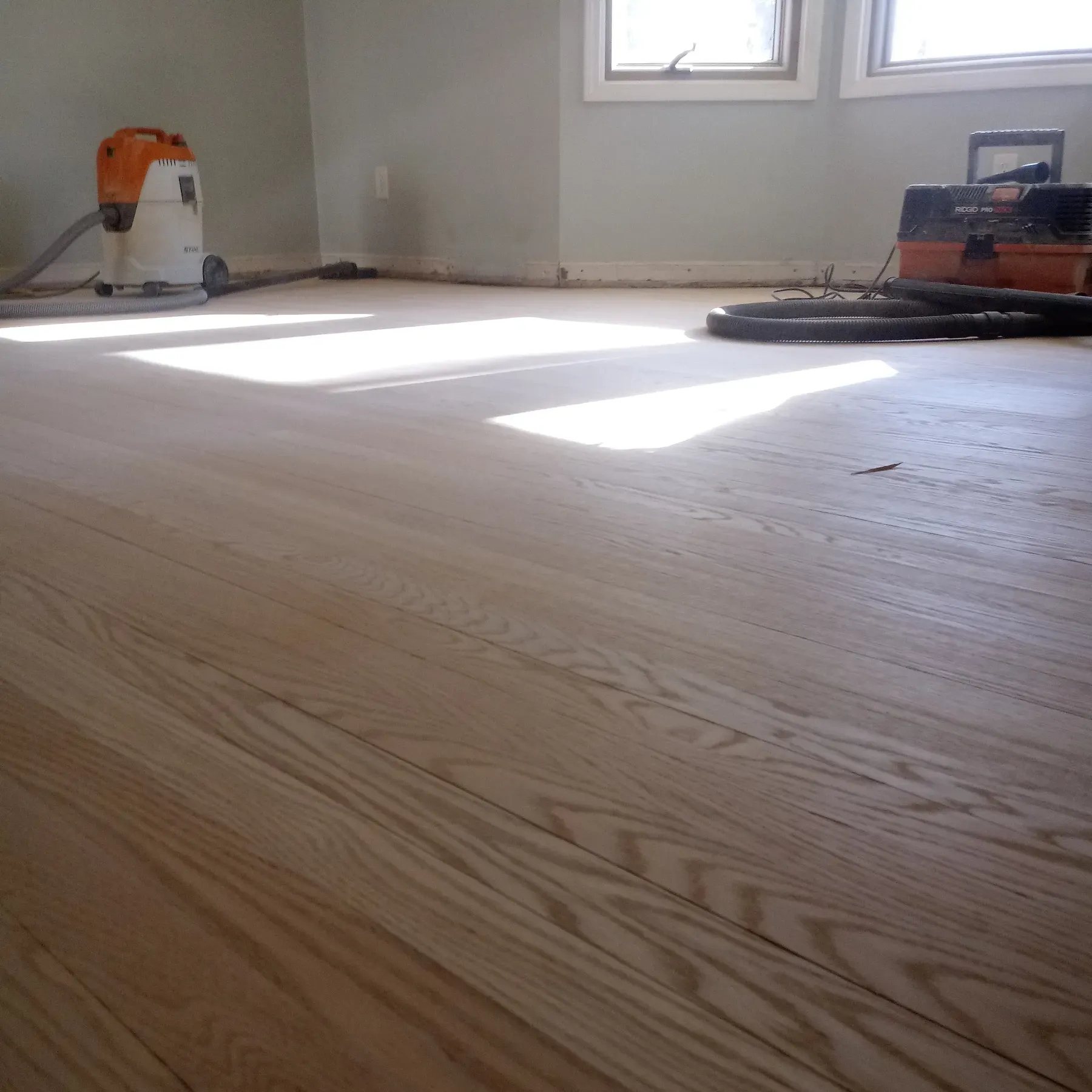 Sanded wood floor in living room 