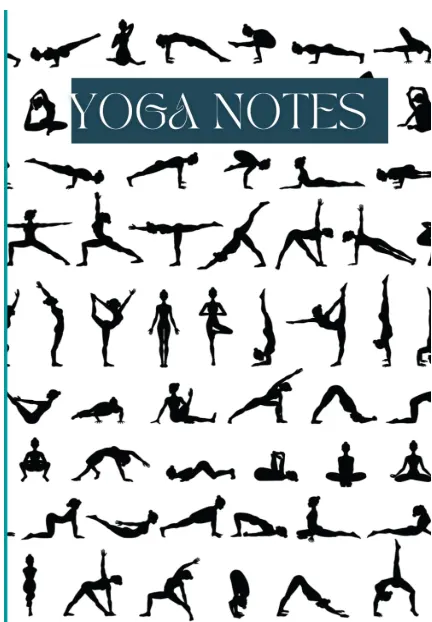 Yoga Figure Silhouettes Notebook The cover design demonstrates a lush example of yoga figure silhouettes. Each page suggests a yoga pose for thought. This minimalist journal decorates with yoga silhouettes. These are 60 yoga figures that pose so that every time you turn a page there is another yoga pose. Looking for a simple yoga journal to inspire your practice? Add this easy yoga notebook journal to note thoughts on your practice, and how to reach your goals? This yoga notebook journal is perfect for anyone who simply wants a place to journal about yoga practice. Each page features a different yoga pose, so you can learn and grow with the turn of every page.