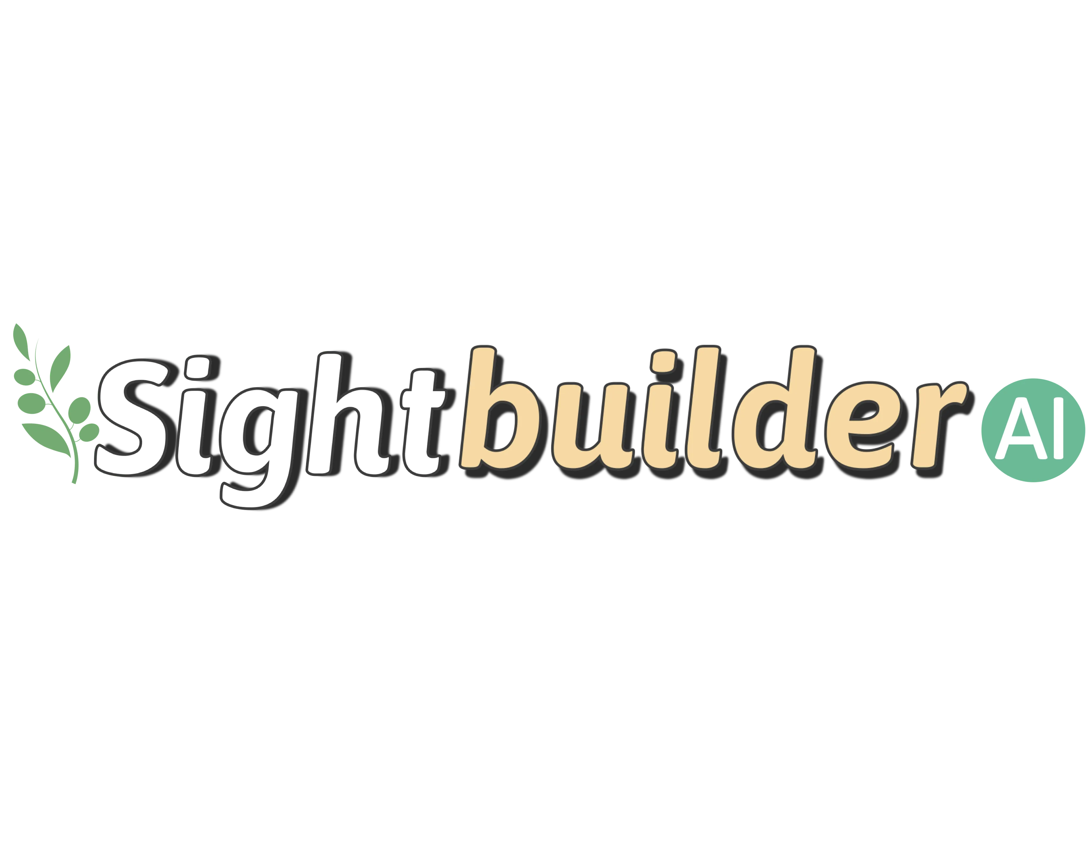 SightbuilderAi Logo with White Letters for Sight and Yellow Letters for Builder and green  for AI