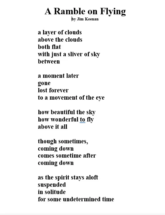 A Ramble on Flying: An Original Poem by Jim Keenan Poet With A Point