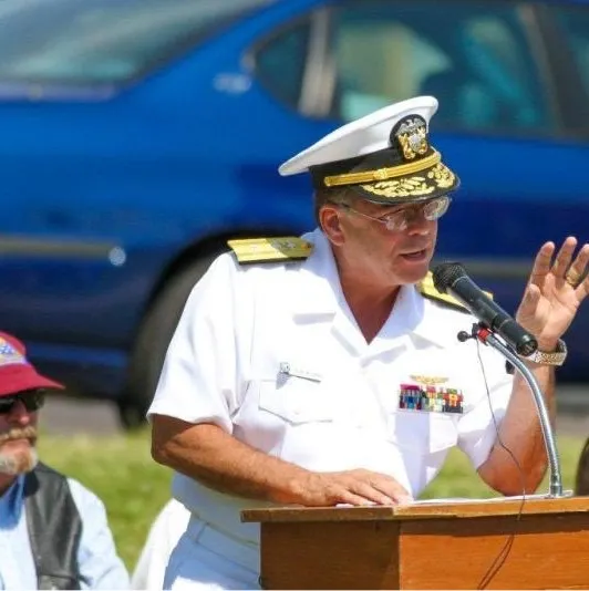 Rear Admiral Charles Williams Speaking Ceremony to the troops