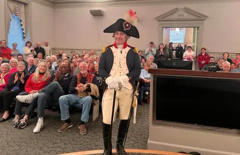 Mark Schneider portraying Major General the Marquis de Lafayette at York Hall to celebrate his 1824 visit to Yorktown