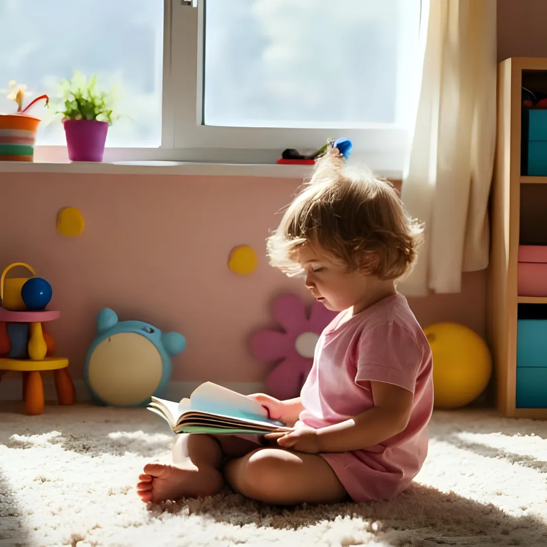 a baby trying to learn to read a book