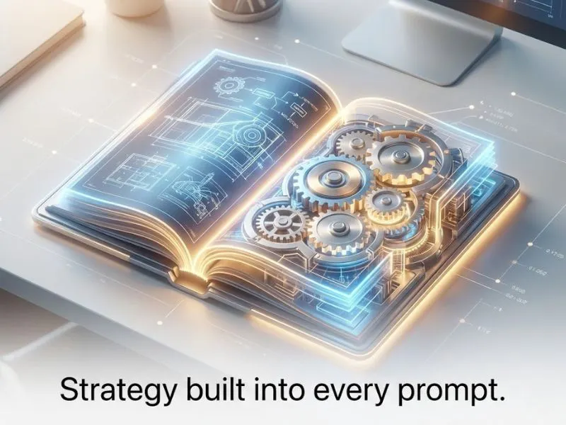 Glowing digital document showing the strategic value of Expert AI Prompts.