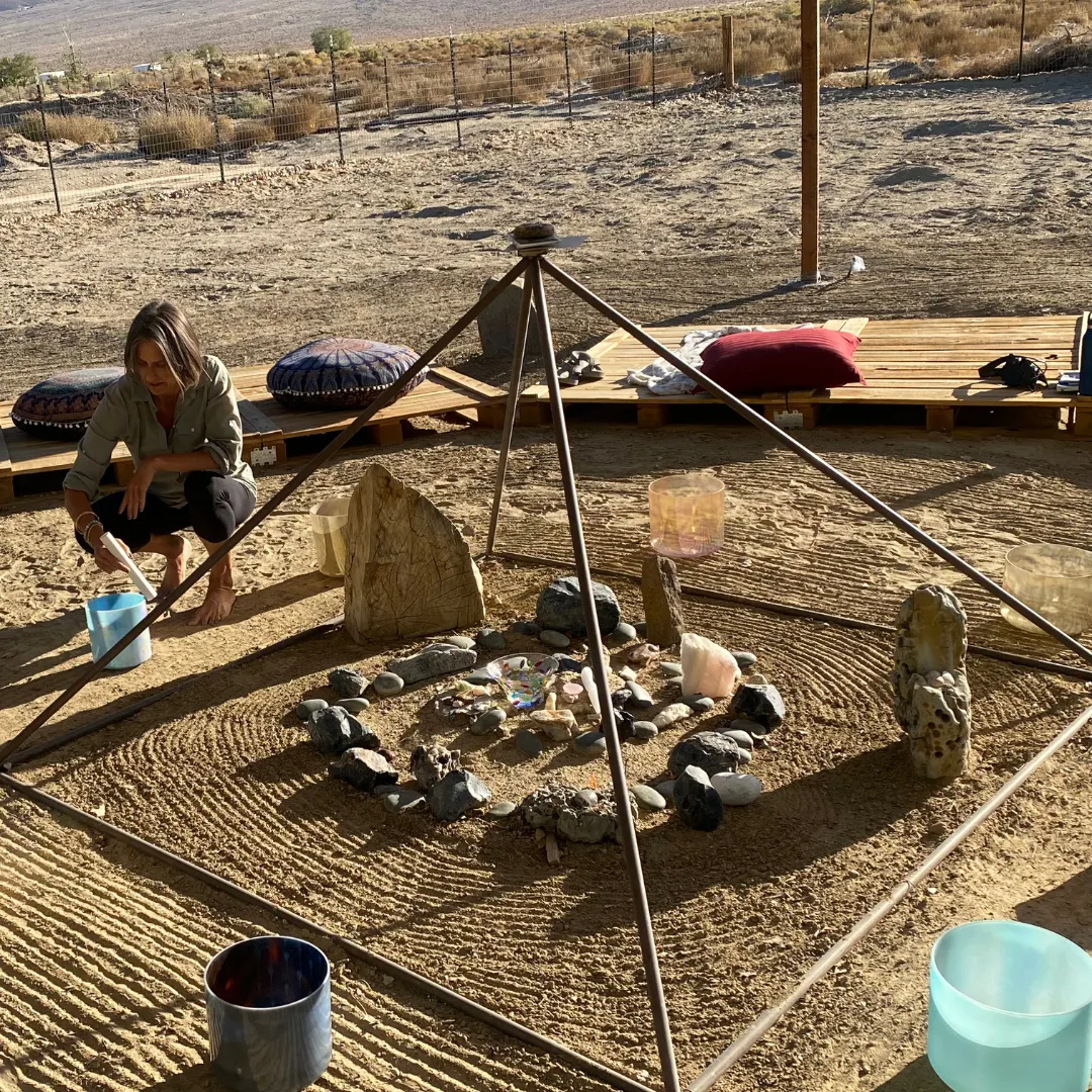 Sound Bath Setup in Desert Location