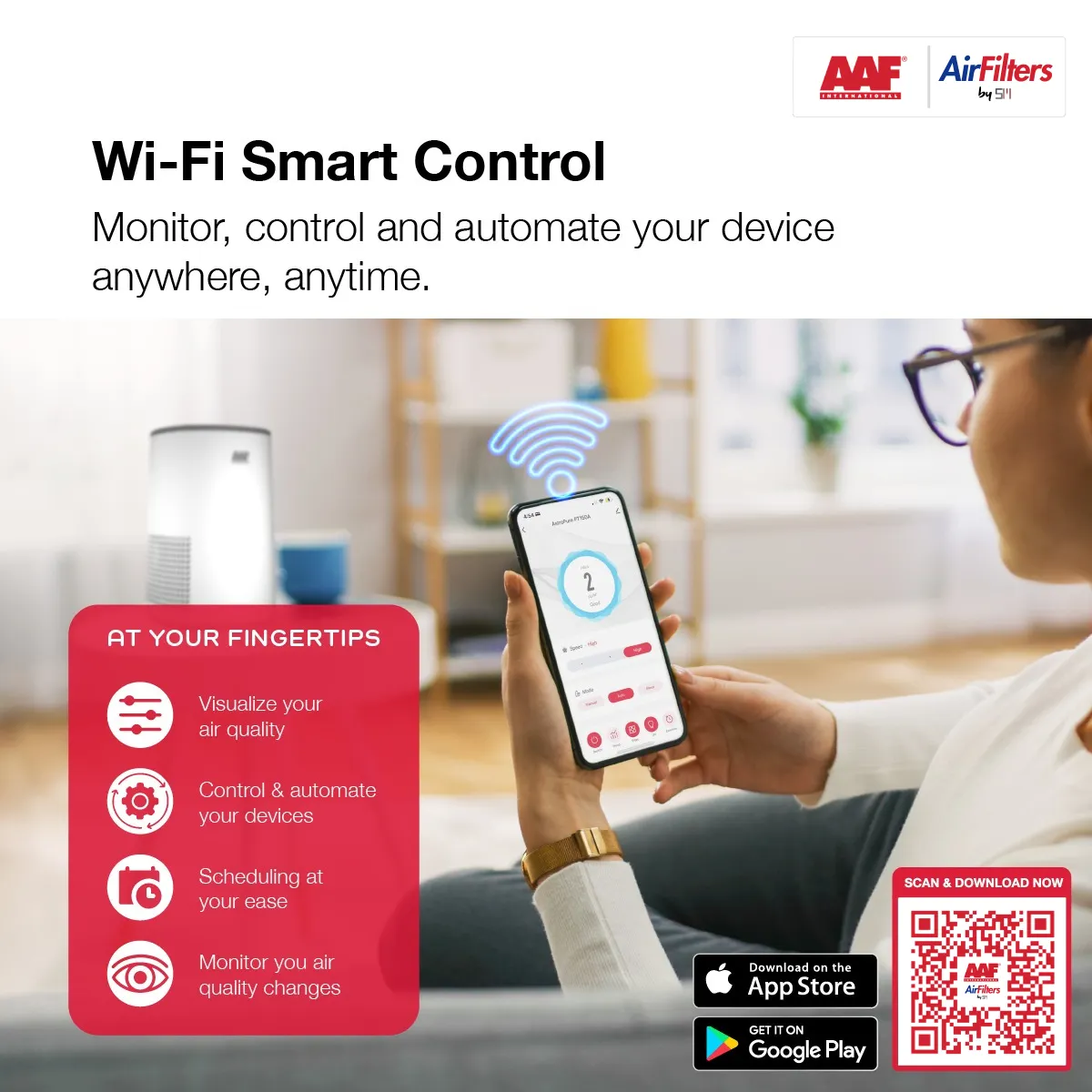 Air Purifier - AAF AstroPure PT150A AAF Connect Wi-Fi Smart Control