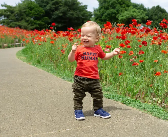 baby walking alone